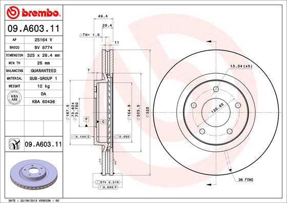Brembo 09.A603.11 - Brake Disc www.parts5.com
