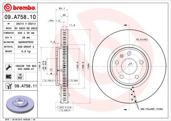 Brembo 09.A758.11 - Brake Disc www.parts5.com