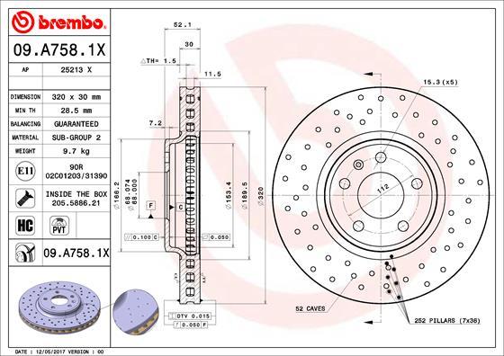Brembo 09.A758.1X - Brake Disc www.parts5.com