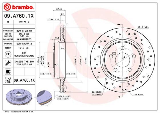 Brembo 09.A760.1X - Brake Disc www.parts5.com