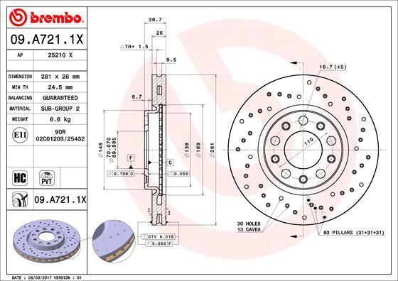Brembo 09.A721.1X - Brake Disc www.parts5.com