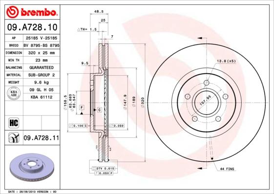 Brembo 09.A728.11 - Brake Disc www.parts5.com