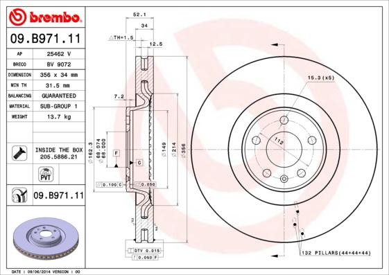 Brembo 09.B971.11 - Brake Disc www.parts5.com