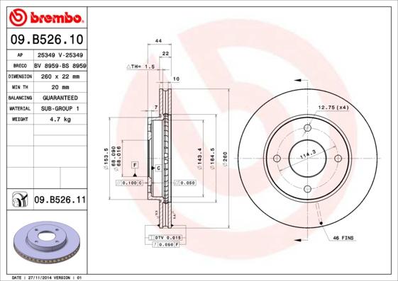 Brembo 09.B526.11 - Brake Disc www.parts5.com