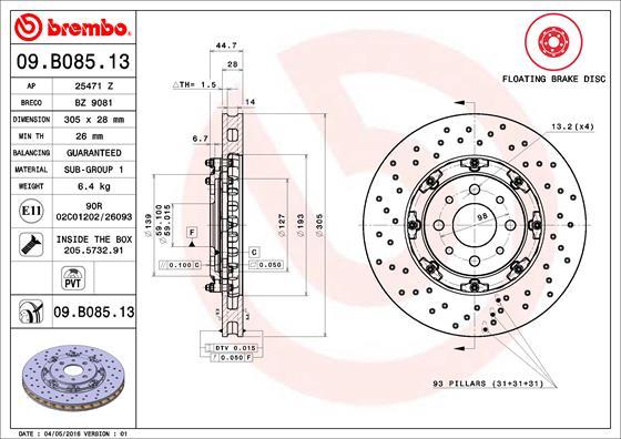 Brembo 09.B085.13 - Brake Disc www.parts5.com
