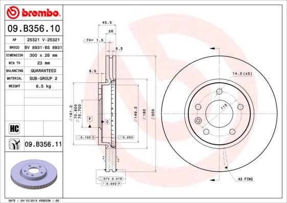 Brembo 09.B356.11 - Brake Disc www.parts5.com