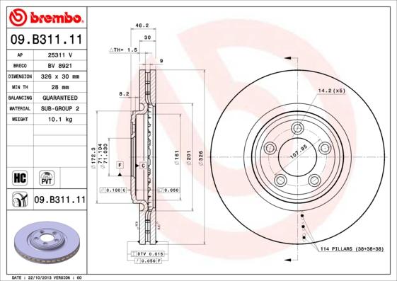 Brembo 09.B311.11 - Brake Disc www.parts5.com