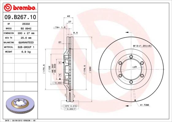 Brembo 09.B267.10 - Brake Disc www.parts5.com