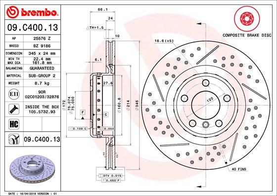 Brembo 09.C400.13 - Brake Disc www.parts5.com