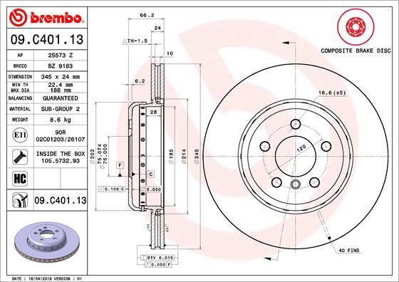 Brembo 09.C401.13 - Brake Disc www.parts5.com