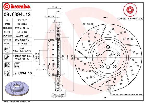 Brembo 09.C394.13 - Brake Disc www.parts5.com