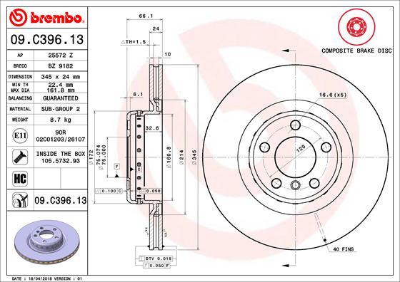 Brembo 09.C396.13 - Brake Disc www.parts5.com
