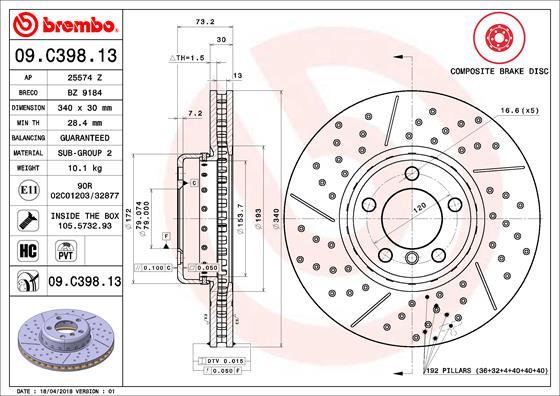 Brembo 09.C398.13 - Brake Disc www.parts5.com