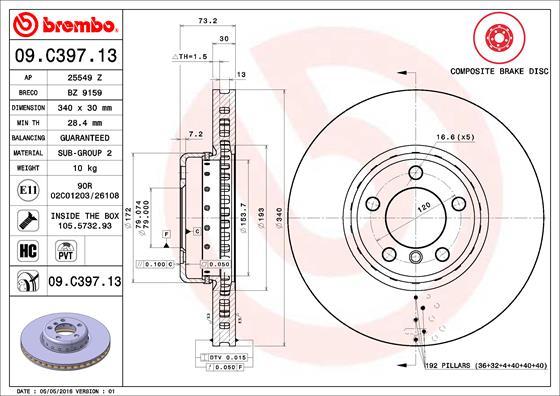 Brembo 09.C397.13 - Brake Disc www.parts5.com