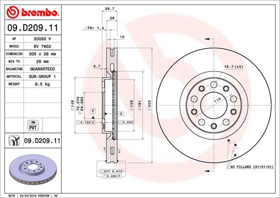 Brembo 09.D209.11 - Brake Disc www.parts5.com