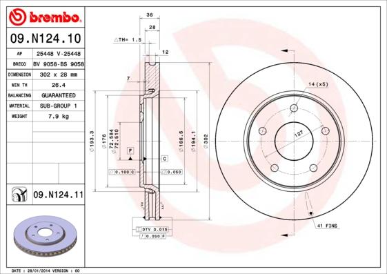 Brembo 09.N124.11 - Brake Disc www.parts5.com