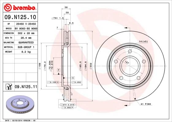 Brembo 09.N125.11 - Brake Disc www.parts5.com