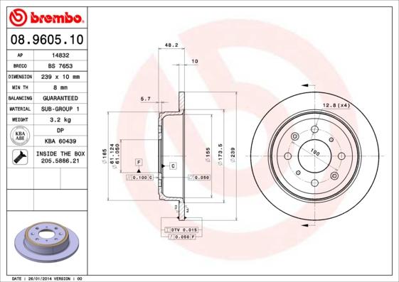 Brembo 08.9605.10 - Brake Disc www.parts5.com