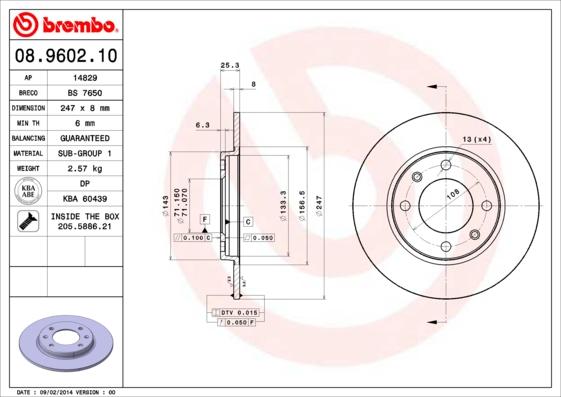 Brembo 08.9602.10 - Brake Disc www.parts5.com