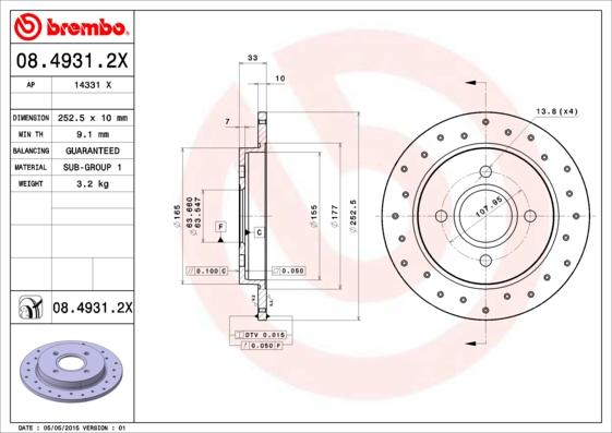 Brembo 08.4931.2X - Brake Disc www.parts5.com