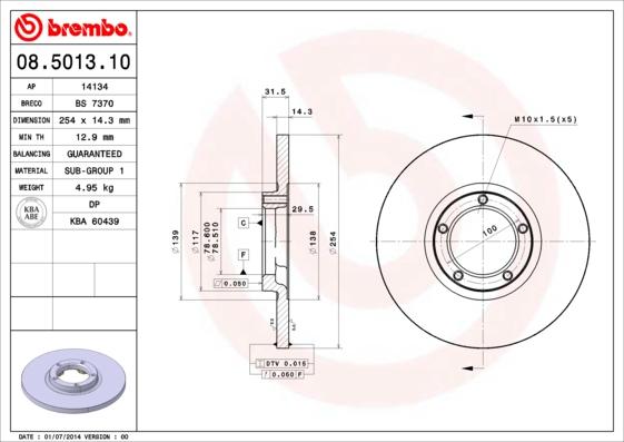 Brembo 08.5013.10 - Brake Disc www.parts5.com
