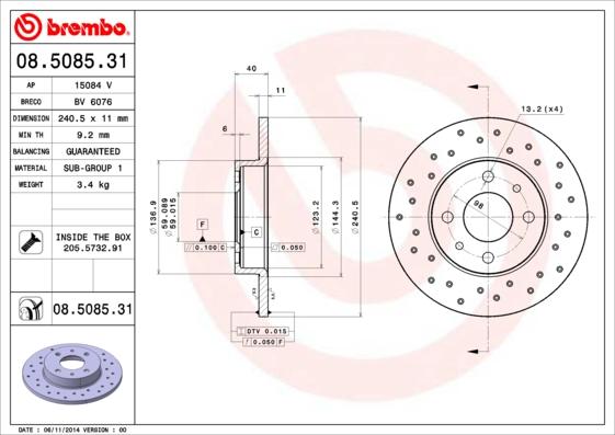 Brembo 08.5085.31 - Brake Disc www.parts5.com