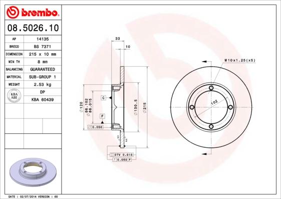 Brembo 08.5026.10 - Brake Disc www.parts5.com