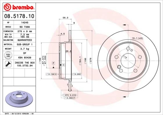 Brembo 08.5178.10 - Brake Disc www.parts5.com