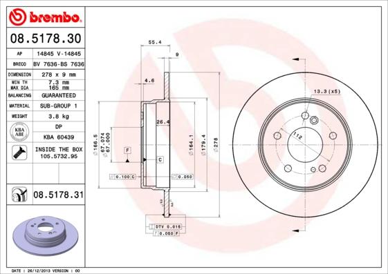 Brembo 08.5178.31 - Brake Disc www.parts5.com