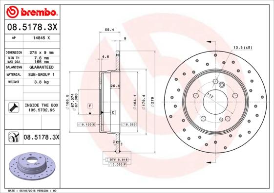 Brembo 08.5178.3X - Brake Disc www.parts5.com