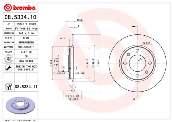 Brembo 08.5334.11 - Brake Disc www.parts5.com