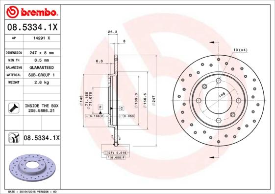 Brembo 08.5334.1X - Brake Disc www.parts5.com