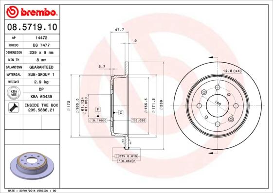Brembo 08.5719.10 - Brake Disc www.parts5.com