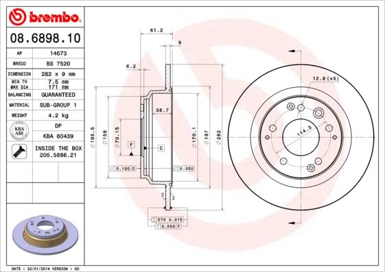 Brembo 08.6898.10 - Brake Disc www.parts5.com