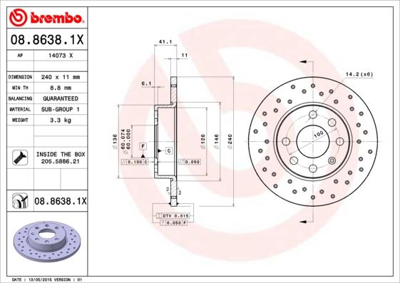 Brembo 08.8638.1X - Brake Disc www.parts5.com
