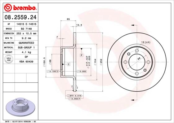 Brembo 08.2559.24 - Тормозной диск www.parts5.com