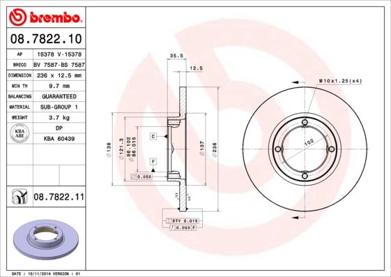 Brembo 08.7822.10 - Brake Disc www.parts5.com
