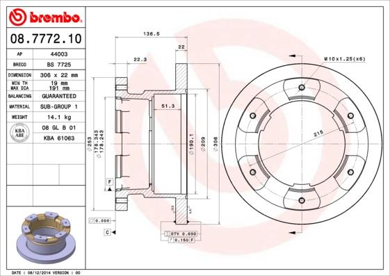 Brembo 08.7772.10 - Brake Disc www.parts5.com