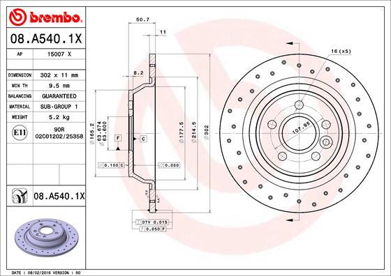 Brembo 08.A540.1X - Brake Disc www.parts5.com