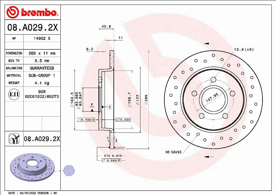 Brembo 08.A029.2X - Brake Disc www.parts5.com
