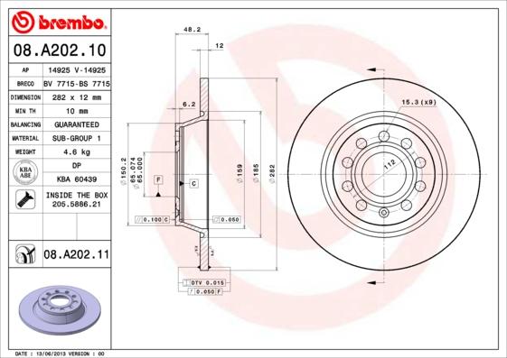 Brembo 08.A202.11 - Brake Disc www.parts5.com