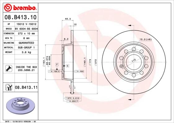 Brembo 08.B413.11 - Brake Disc www.parts5.com