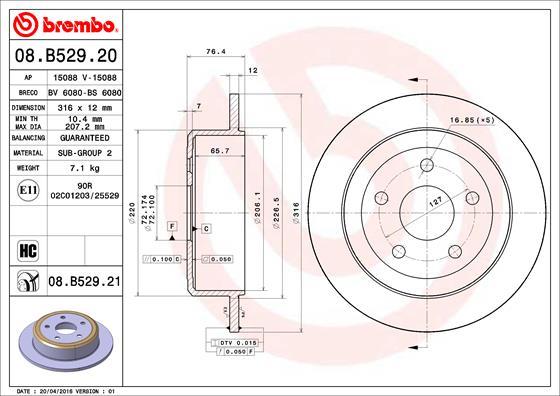 Brembo 08.B529.21 - Brake Disc www.parts5.com