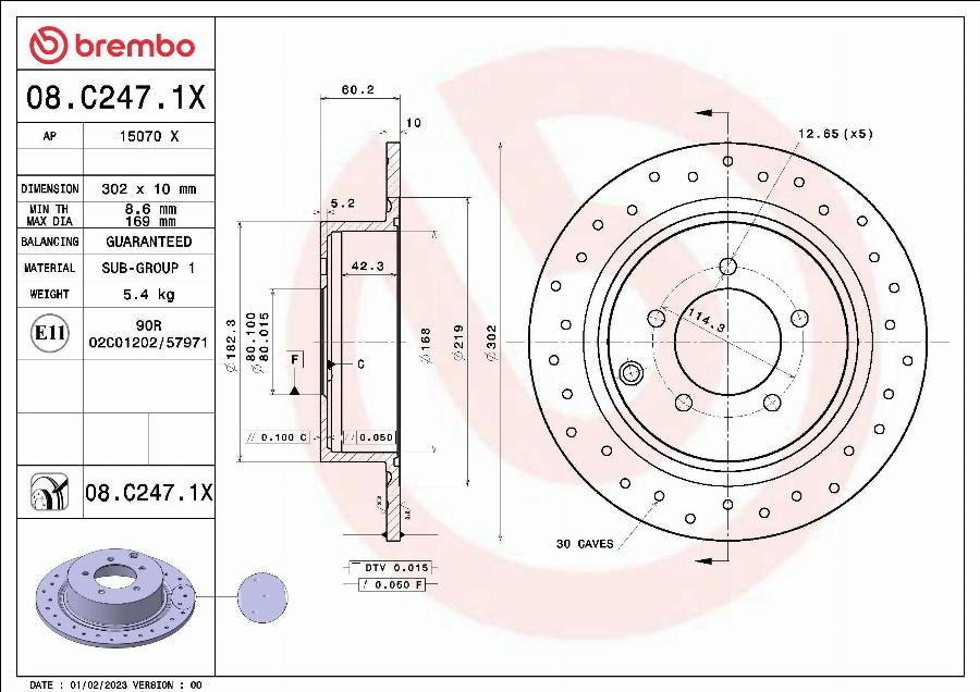 Brembo 08.C247.1X - Brake Disc www.parts5.com