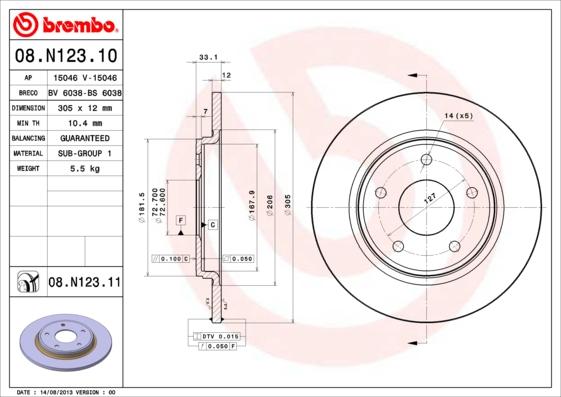Brembo 08.N123.11 - Brake Disc www.parts5.com