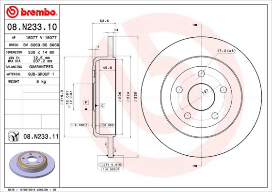 Brembo 08.N233.11 - Brake Disc www.parts5.com