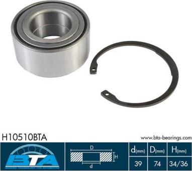 BTA H10510BTA - Wheel hub, bearing Kit www.parts5.com