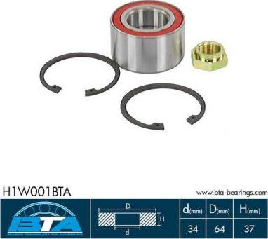 BTA H1W001BTA - Wheel hub, bearing Kit www.parts5.com
