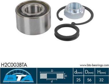 BTA H2C003BTA - Wheel hub, bearing Kit www.parts5.com