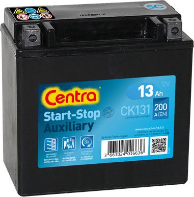 CENTRA CK131 - Стартерная аккумуляторная батарея, АКБ www.parts5.com